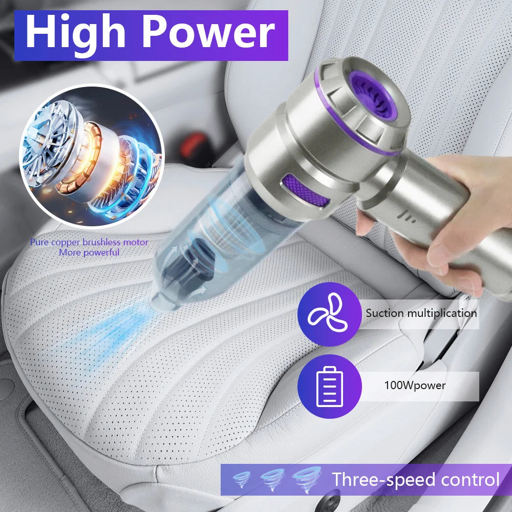 Cordless Brushless 3-In-1 Blower & Vacuum: High-Power Car Air Inflator with Dust Cleaning for Home/Auto Use