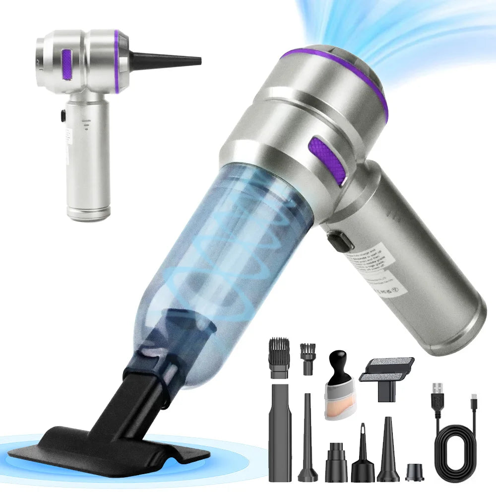 Cordless Brushless 3-In-1 Blower & Vacuum: High-Power Car Air Inflator with Dust Cleaning for Home/Auto Use
